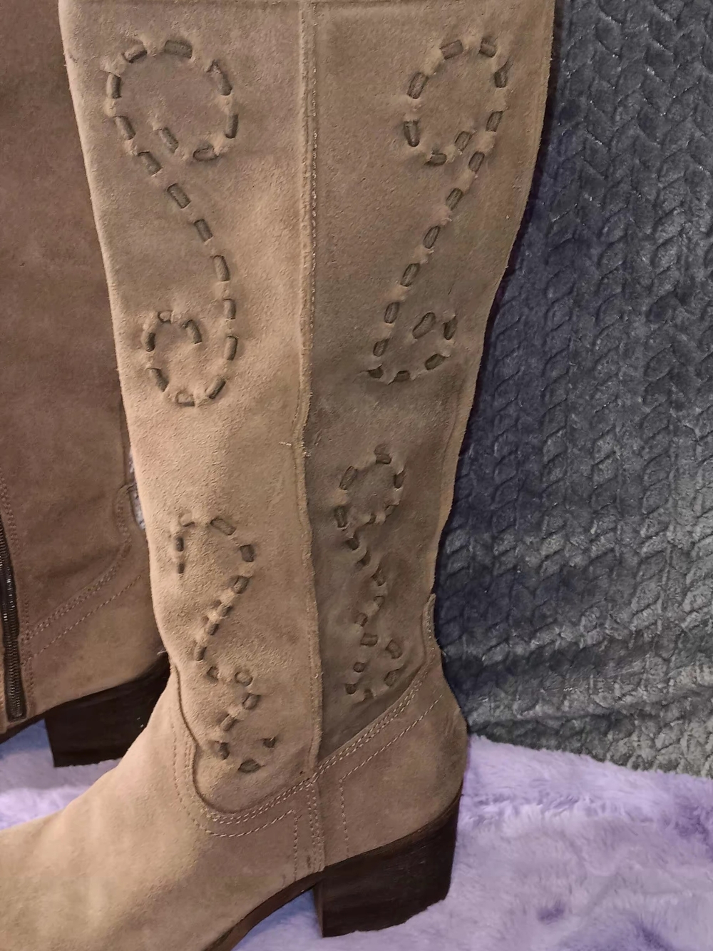 Carlos by Carlos Santana Taupe Suede Over-the-Knee Boots